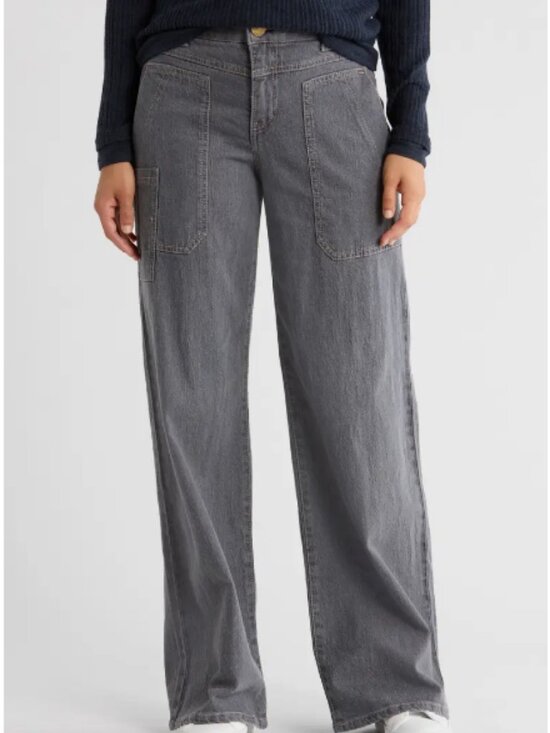 Democracy Denim - Democracy High Waist Wide Leg Carpenter Jeans; EUC; Size 8; Grey